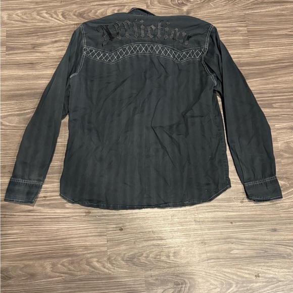 Y2K Affliction Button Down Shirt Men’s Large | Gothic Streetwear Long Sleeve - Picture 4 of 8